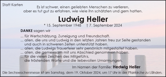 Traueranzeige von Ludwig Heller von Neue Osnabrücker Zeitung GmbH & Co. KG