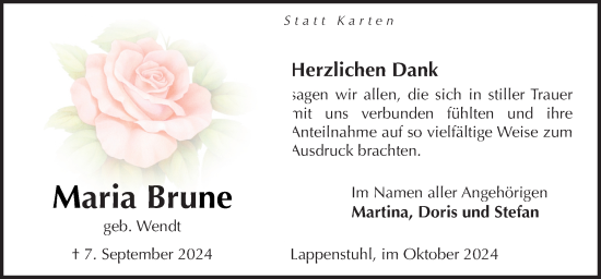 Traueranzeige von Maria Brune von Neue Osnabrücker Zeitung GmbH & Co. KG