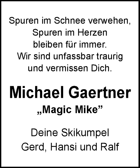 Traueranzeige von Michael Gaertner von DK Medien GmbH & Co. KG