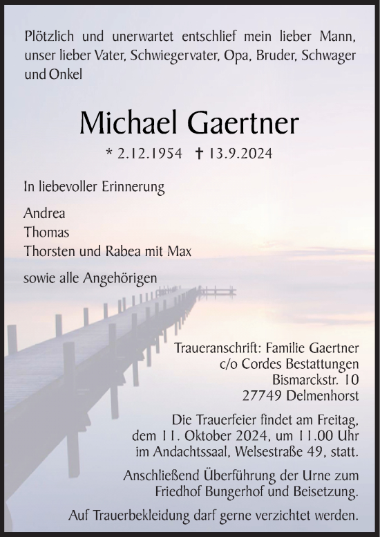 Traueranzeige von Michael Gaertner von DK Medien GmbH & Co. KG