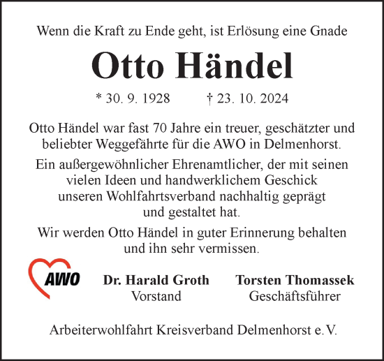 Traueranzeige von Otto Händel von DK Medien GmbH & Co. KG