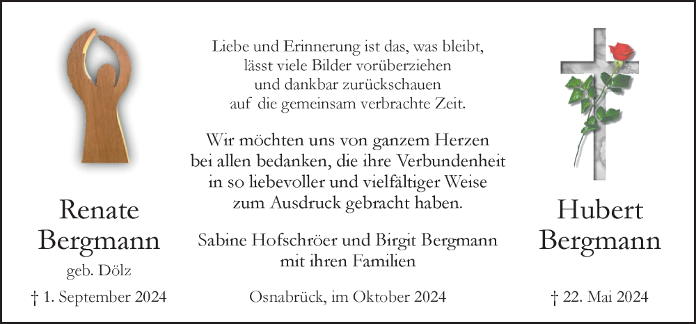  Traueranzeige für Renate Bergmann vom 12.10.2024 aus Neue Osnabrücker Zeitung GmbH & Co. KG