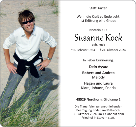 Traueranzeige von Susanne Kock von Neue Osnabrücker Zeitung GmbH &amp; Co. KG