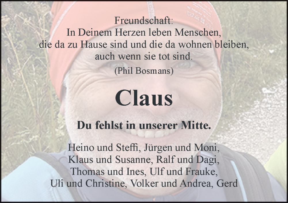  Traueranzeige für Claus Meyer vom 05.11.2024 aus Neue Osnabrücker Zeitung GmbH & Co. KG