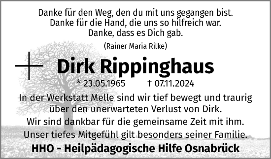 Traueranzeige von Dirk Rippinghaus von Neue Osnabrücker Zeitung GmbH & Co. KG