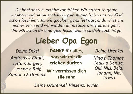 Traueranzeige von Egon  von Neue Osnabrücker Zeitung GmbH & Co. KG