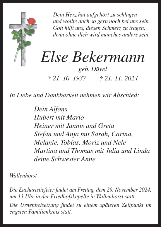 Traueranzeige von Else Bekermann von Neue Osnabrücker Zeitung GmbH & Co. KG