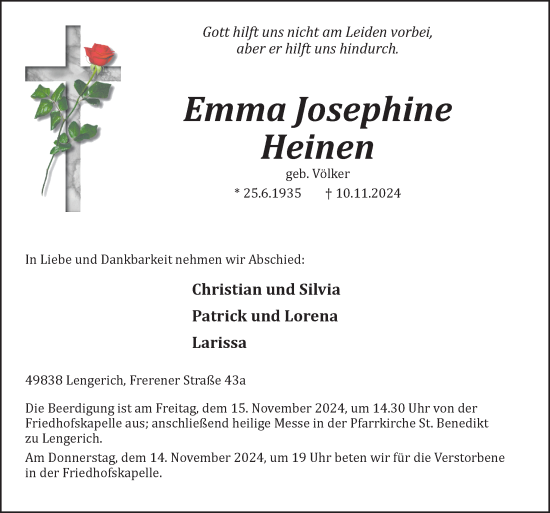 Traueranzeige von Emma Josephine Heinen von Neue Osnabrücker Zeitung GmbH & Co. KG