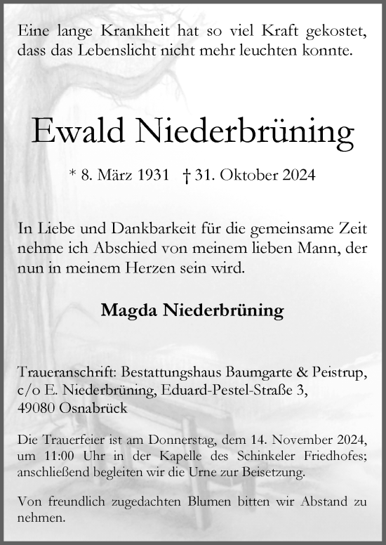 Traueranzeige von Ewald Niederbrüning von Neue Osnabrücker Zeitung GmbH & Co. KG