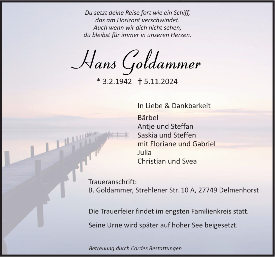 Traueranzeige von Hans Goldammer von DK Medien GmbH & Co. KG