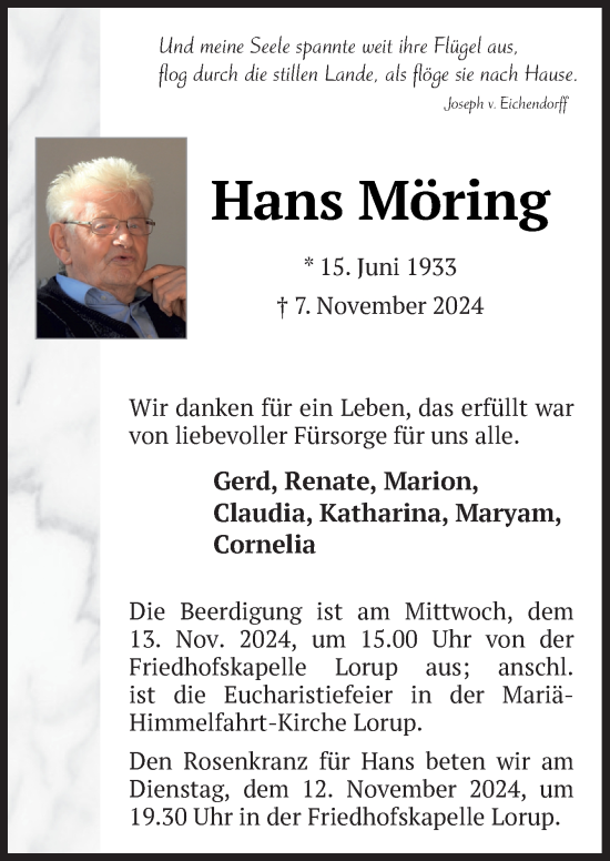 Traueranzeige von Hans Möring von Neue Osnabrücker Zeitung GmbH & Co. KG