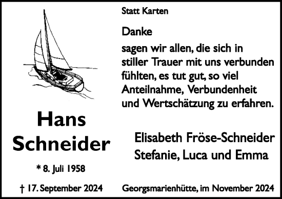 Traueranzeige von Hans Schneider von Neue Osnabrücker Zeitung GmbH & Co. KG