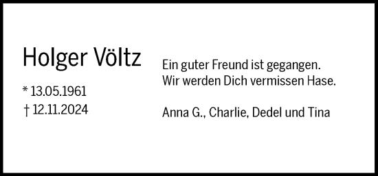Traueranzeige von Holger Völtz von DK Medien GmbH & Co. KG