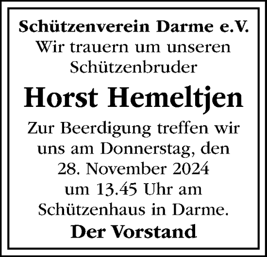 Traueranzeige von Horst Hemeltjen von Neue Osnabrücker Zeitung GmbH & Co. KG