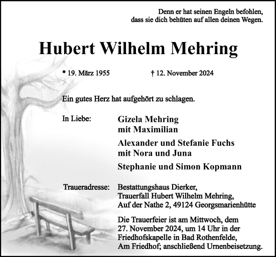 Traueranzeige von Hubert Wilhelm Mehring von Neue Osnabrücker Zeitung GmbH & Co. KG