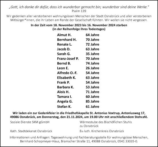 Traueranzeige von In Gedenken von Neue Osnabrücker Zeitung GmbH & Co. KG