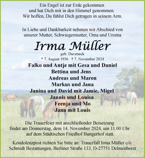 Traueranzeige von Irma Müller von DK Medien GmbH & Co. KG