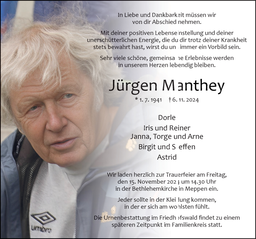  Traueranzeige für Jürgen Manthey vom 11.11.2024 aus Neue Osnabrücker Zeitung GmbH & Co. KG