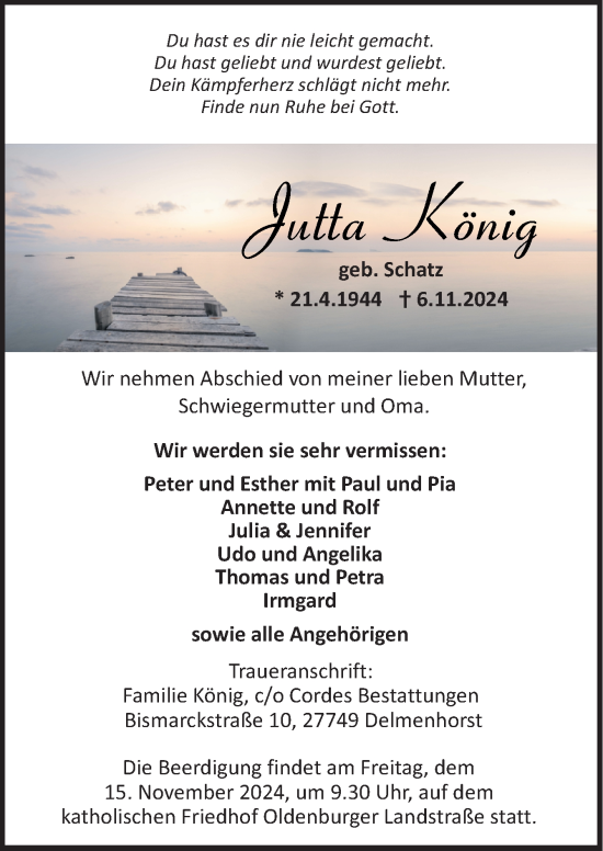 Traueranzeige von Jutta König von DK Medien GmbH & Co. KG