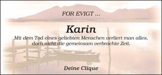 Traueranzeige von Karin  von Neue Osnabrücker Zeitung GmbH & Co. KG