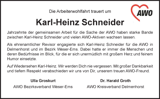 Traueranzeige von Karl-Heinz Schneider von DK Medien GmbH & Co. KG