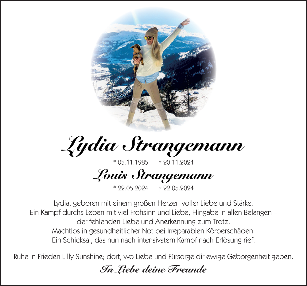  Traueranzeige für Lydia und Louis Strangemann vom 23.11.2024 aus Neue Osnabrücker Zeitung GmbH & Co. KG