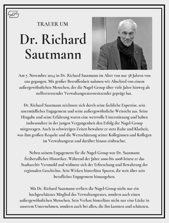 Traueranzeige von Richard Sautmann von Neue Osnabrücker Zeitung GmbH & Co. KG