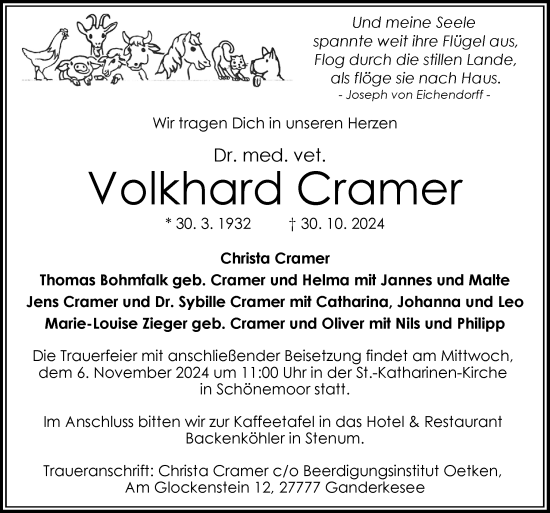 Traueranzeige von Volkhard Cramer von DK Medien GmbH & Co. KG