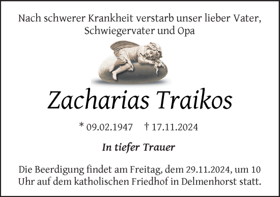 Traueranzeige von Zacharias Traikos von DK Medien GmbH & Co. KG