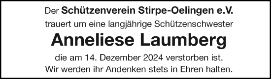 Traueranzeige von Anneliese Laumberg von Neue Osnabrücker Zeitung GmbH & Co. KG