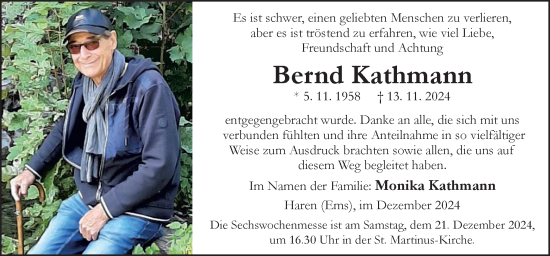 Traueranzeige von Bernd Kathmann von Neue Osnabrücker Zeitung GmbH & Co. KG