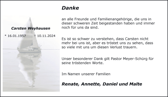 Traueranzeige von Carsten Weyhausen von DK Medien GmbH & Co. KG