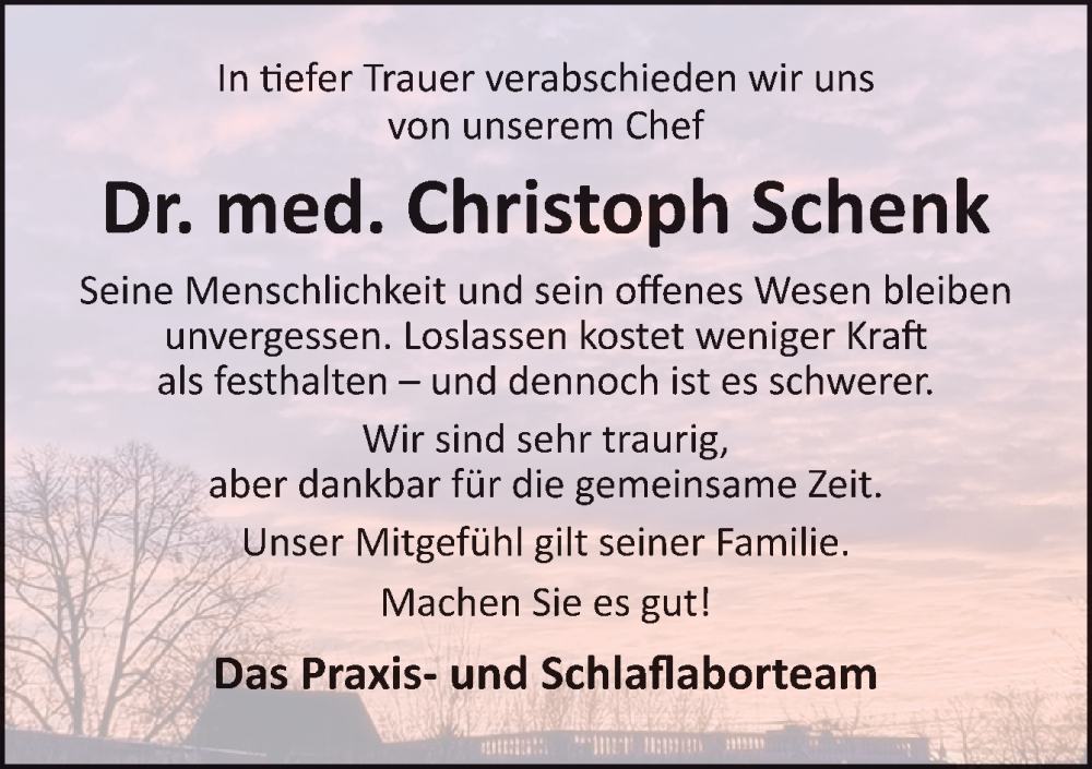  Traueranzeige für Christoph Schenk vom 14.12.2024 aus Neue Osnabrücker Zeitung GmbH & Co. KG