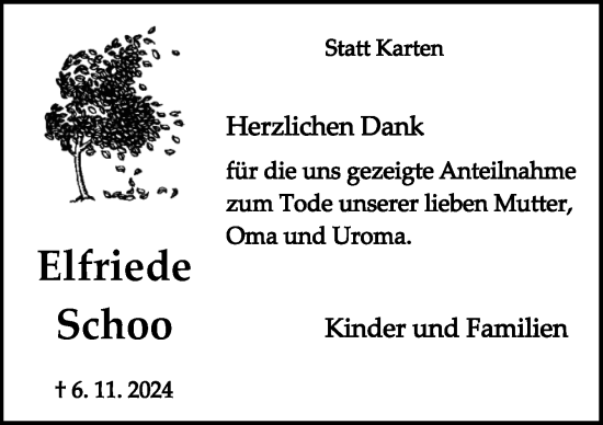 Traueranzeige von Elfriede Schoo von Neue Osnabrücker Zeitung GmbH & Co. KG