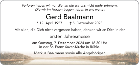 Traueranzeige von Gerd Baalmann von Neue Osnabrücker Zeitung GmbH & Co. KG