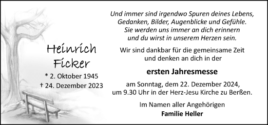 Traueranzeige von Heinrich Ficker von Neue Osnabrücker Zeitung GmbH & Co. KG