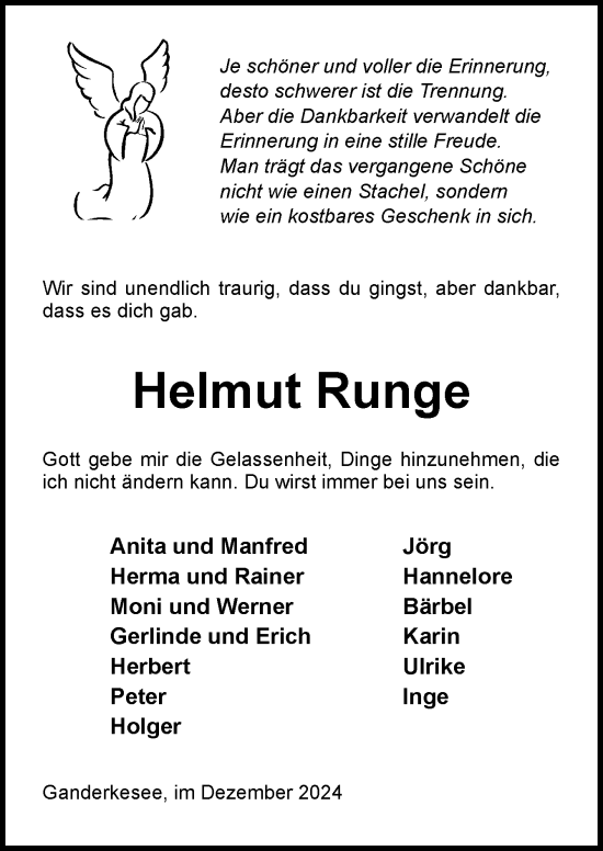 Traueranzeige von Helmut Runge von DK Medien GmbH & Co. KG