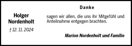 Traueranzeige von Holger Nordenholt von DK Medien GmbH & Co. KG
