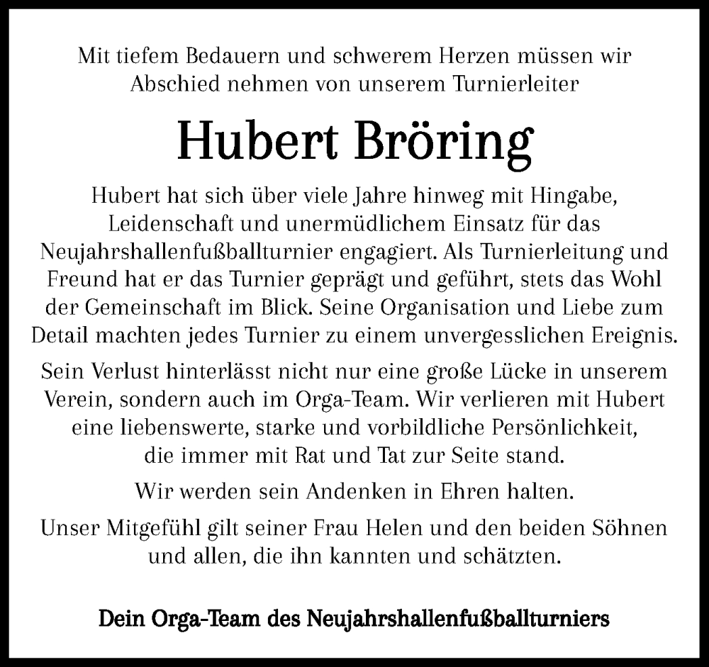  Traueranzeige für Hubert Bröring vom 17.12.2024 aus Neue Osnabrücker Zeitung GmbH & Co. KG