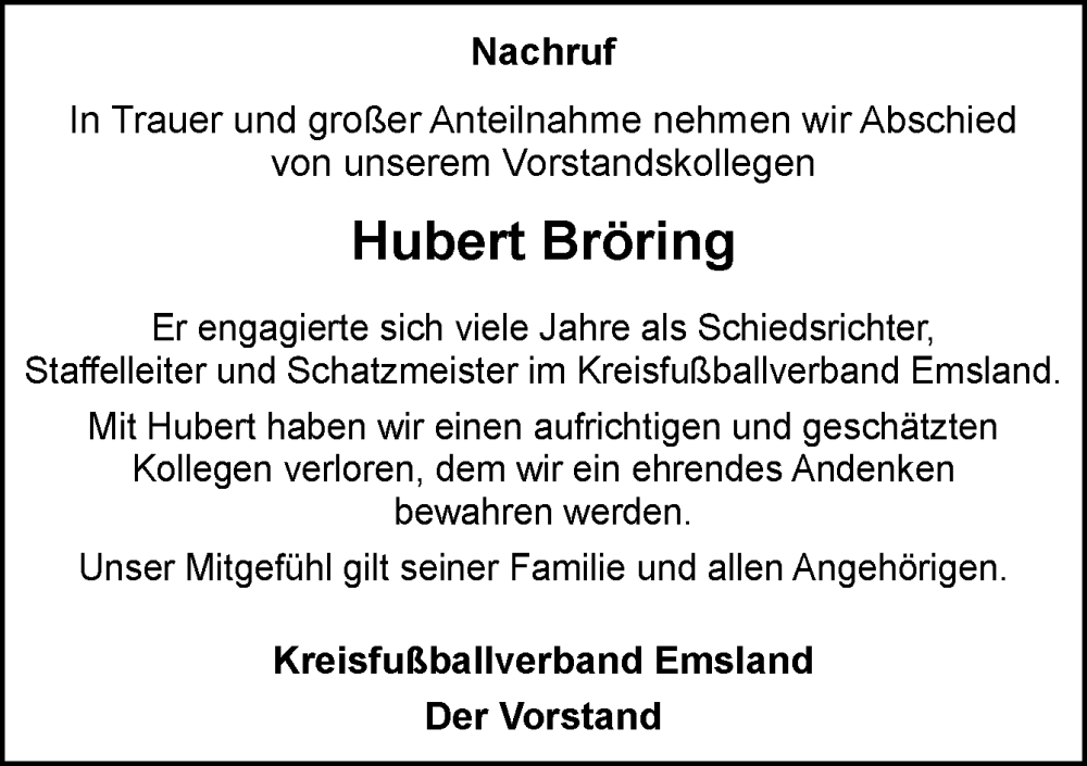  Traueranzeige für Hubert Bröring vom 18.12.2024 aus Neue Osnabrücker Zeitung GmbH & Co. KG