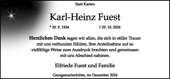 Traueranzeige von Karl-Heinz Fuest von Neue Osnabrücker Zeitung GmbH & Co. KG