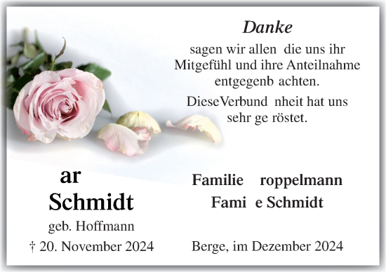 Traueranzeige von Margarete Schmidt von Neue Osnabrücker Zeitung GmbH & Co. KG