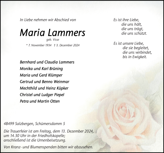 Traueranzeige von Maria Lammers von Neue Osnabrücker Zeitung GmbH & Co. KG