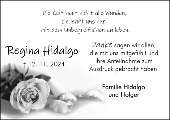 Traueranzeige von Regina Hidalgo von DK Medien GmbH & Co. KG