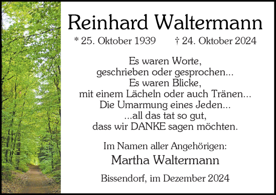 Traueranzeige von Reinhard Waltermann von Neue Osnabrücker Zeitung GmbH & Co. KG