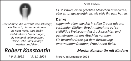 Traueranzeige von Robert Konstanin von Neue Osnabrücker Zeitung GmbH & Co. KG