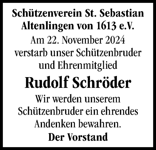 Traueranzeige von Rudolf Schröder von Neue Osnabrücker Zeitung GmbH & Co. KG