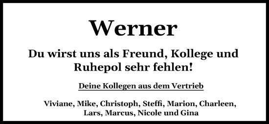 Traueranzeige von Werner Wilcken von Neue Osnabrücker Zeitung GmbH & Co. KG