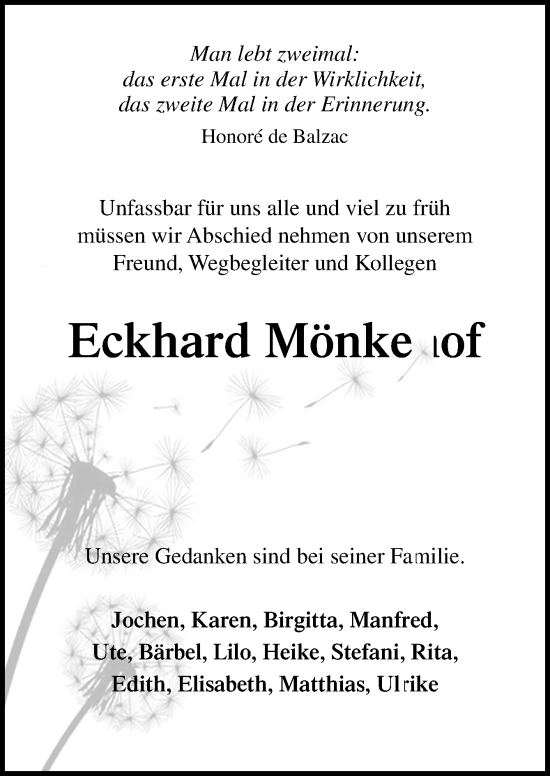 Traueranzeige von Eckhard Mönkehof von Neue Osnabrücker Zeitung GmbH & Co. KG