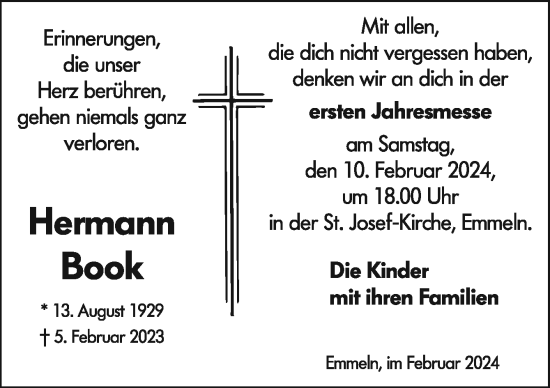 Traueranzeige von Hermann Book von Neue Osnabrücker Zeitung GmbH & Co. KG